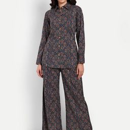 Krati Creations Printed Pure Cotton Shirt With Trousers-image-2