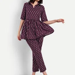 Krati Creations Printed Pure Cotton Tunic With Trousers-picture-44