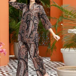 GoSriKi Printed Mandarin Collar Tunic With Palazzo-image-9