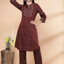 Nayam By Lakshita Mandarin Collar Floral Printed Regular Co Ords-picture-16