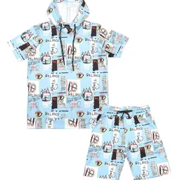 CAVIO Boys Printed Hooded T-shirt with Shorts-45