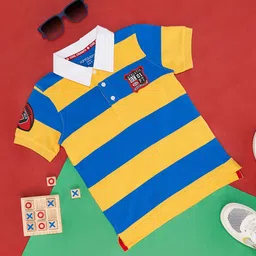 Pantaloons Junior Boys Striped Polo Collar Cotton T-shirt-picture-3