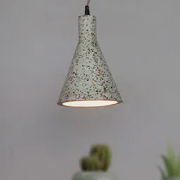Fos Lighting White & Red Printed Ceramic Conical White Terrazzo Concrete Hanging Light-26