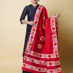 Unnati Silks Ethnic Motifs Printed Cotton Silk Batik Dupatta-picture-12