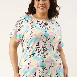 MARCA Bold Women Printed Mandarin Collar Extended Sleeves Bio Finish T-shirt-image-31