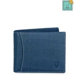 WildHorn Men Blue Textured RFID Protected Genuine Leather Two Fold Wallet-image-79