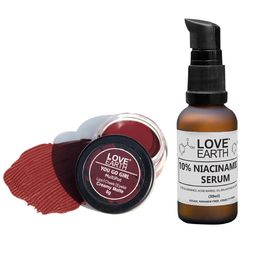 LOVE EARTH Set of Multipot Matte Lip-Cheek-Eyelid Tint - You Go Girl + Niacinamide Serum-18