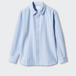 Mango Kids Boys Vertically Striped Regular Fit Cotton Linen Shirt-image-28