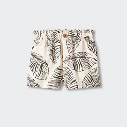 Mango Kids Girls Leaves Printed Mid-Rise Cotton Linen Straight Fit Shorts-image-70