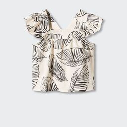 Mango Kids Girls Leaf Print Cap Sleeves Top-image-60