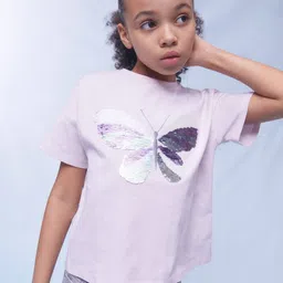 Mango Kids Sequinned Embellished Pure Cotton T-shirt-image-4