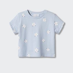 Mango Kids Girls Floral Printed Pure Cotton T-shirt with Ruffled Detail-image-49