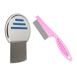 Alexvyan Set Of 2 Metal Small & long Teeth Combo Nit Comb-6