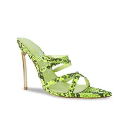 London Rag Yellow Printed Party Stiletto Sandals-2