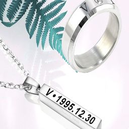 UNIVERSITY TRENDZ Set Of 2 Silver-Plated KPOP BTS V Pendant & Ring-image-28
