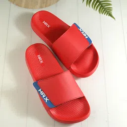 HRX by Hrithik Roshan Men Synthetic Embossed Velcro Sliders-17