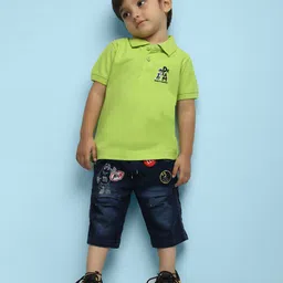 NUSYL Kids Polo Collar Typography Printed T-shirt-image-87
