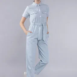 Tokyo Talkies Women Blue Solid Basic Jumpsuit-image-62