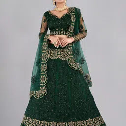 KALINI Embroidered Beads and Stones Ready to Wear Lehenga & Unstitched Blouse With Dupatta-image-33