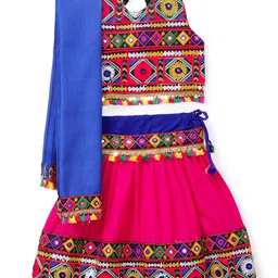 BANJARA INDIA Girls Embroidered Thread Work Ready to Wear Lehenga & Blouse With Dupatta-image-88