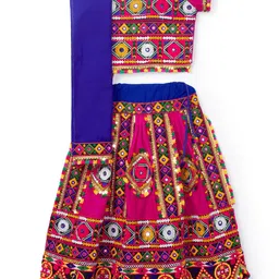 BANJARA INDIA Girls Embroidered Cotton Ready to Wear Lehenga & Blouse With Dupatta-13