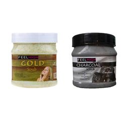 FEELHIGH Set of Gold & Charcoal Organic Face & Body Scrub - 500 ml each-16