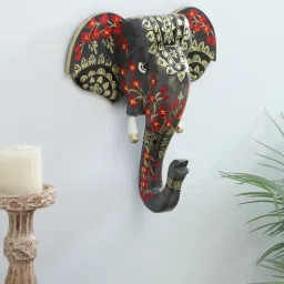 ons interior industry Black Elephant Sclupture Mango Wood Wall Mask-picture-20