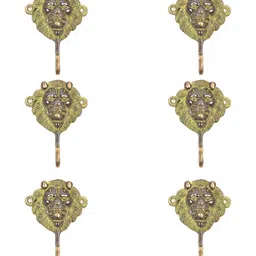 IndianShelf 6 Piece Brass Lion Head Wall Hangings Coat Hooks-image-77