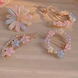 Krelin Women Set Of 4 Crystal Rhinestone Embellished Bobby Pins-7