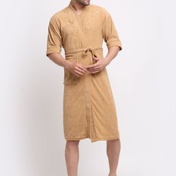 Creeva Belted Knee Length Terry Bath Robe-image-85