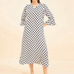 Sweet Dreams White Polka Dots Printed Midi Nightdress-image-30