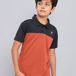 Technosport Boys Colourblocked Polo Collar Antimicrobial Slim Fit T-shirt-image-86