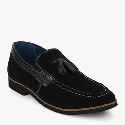 Ninety9steps Men Black Solid Bow Detail Loafers-image-20
