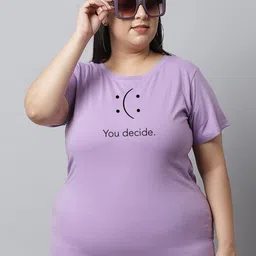 UnaOne Plus Size Typography Printed Pure Cotton T-shirt-14