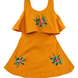 Wish Karo Girls Mustard Yellow Dress-image-24