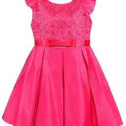 Wish Karo Girls Self Design Silk Fit and Flare Dress-image-60