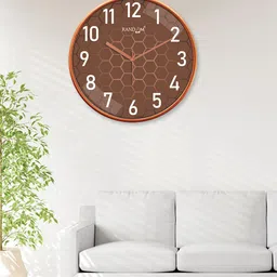 RANDOM Copper-Toned & White Printed Analogue Contemporary Wall Clock-19