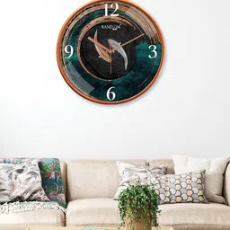RANDOM Copper-Toned & Green Printed Contemporary Analogue Wall Clock-37