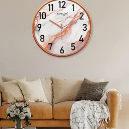 RANDOM Copper-Toned & White Printed Contemporary Analogue Wall Clock-23