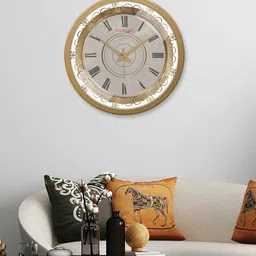 RANDOM Gold-Toned & Black Printed Analogue Contemporary Wall Clock-4