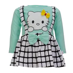 CATCUB Green & White Checked Fit and Flare Dress-image-80