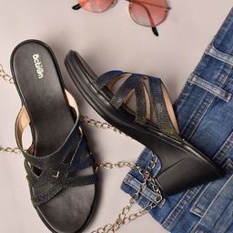 Action Textured Open Toe Wedges-49