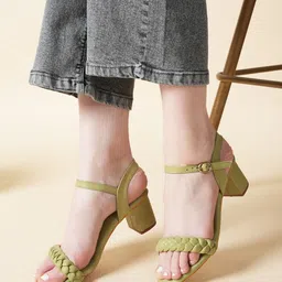 Mast & Harbour Textured Open Toe Block Heels-42