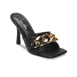 London Rag Black & Gold-Toned Embellished PU Party Block Mules-11