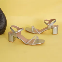 HEELSNFEELS Embellished Party Open Toe Block Heels With Buckle image 1