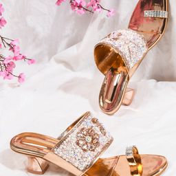 Try Me Embellished One Toe Block Heels-37