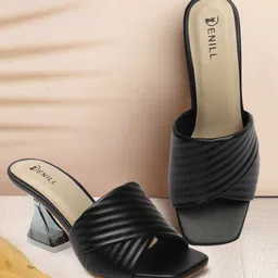 Denill Striped Triangle Block Heel Mules-11
