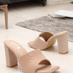 ELLE Textured Block Heels Sandals-29