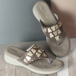 DressBerry Grey Beige Embellished Comfort Heels-34