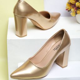 SHUZ TOUCH Pointed Toe Block Heel Pumps-31